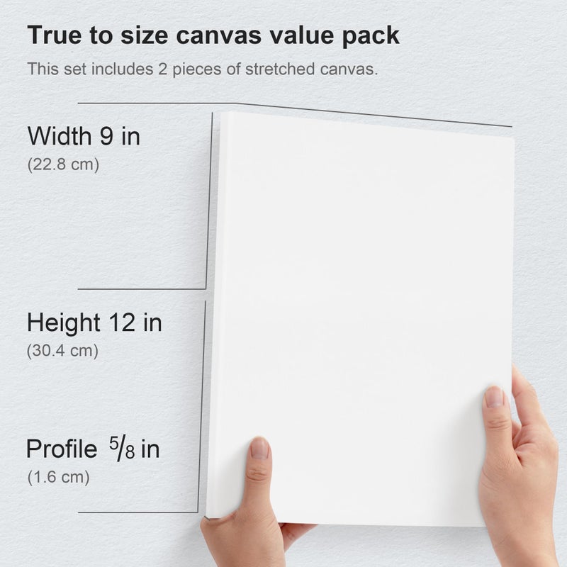 PHOENIX 9x12 Inch Pack of 2 Canvas - Stretched Canvases for Painting, 8 Oz Triple Primed 5/8 Inch Profile 100% Cotton White Blank Framed Canvas for Oil Acrylic & Pouring Art - Image 2